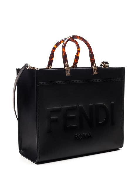 black fendi tote|fendi sunshine medium black leather.